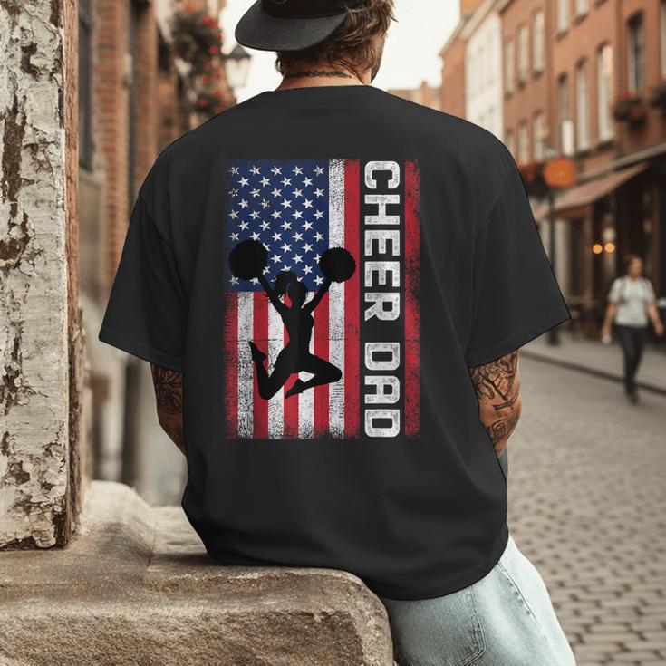 Cheer Dad American Flag Cheerleader Support Men's Back Print T-Shirt