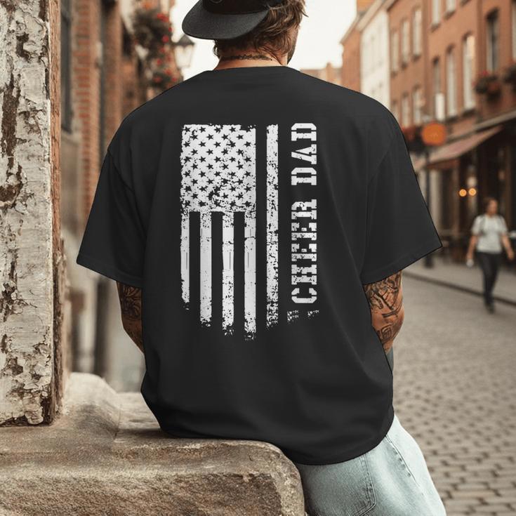 Cheer Dad Cheerleading American Flag Fathers Day Cheerleader Men's Back Print T-Shirt