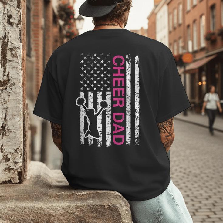 Cheer Dad Flag Pink Cheerleading Men's Back Print T-Shirt