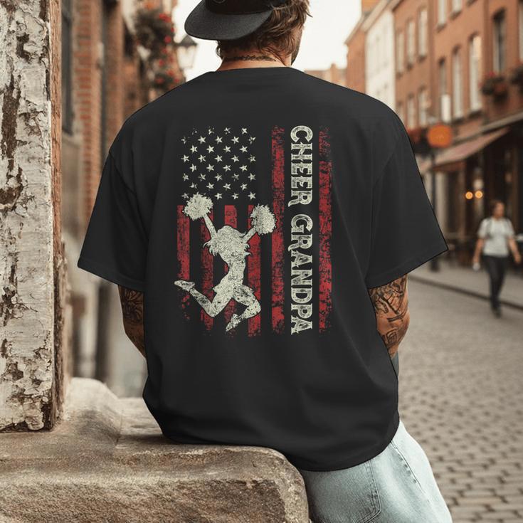 Cheer Grandpa US Flag Dad Patriotic Cheerleader Fathers Day Men's Back Print T-Shirt