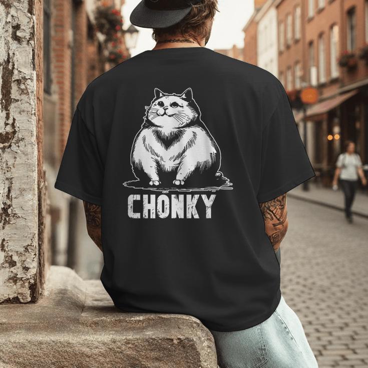 Chonk Fat And Hairy Cat Cats Kittens Dad Graphic Mom Funny Men's Back Print T-Shirt Chonk Fat And Hairy Cat Cats Kittens Dad Graphic Mom Funny Men's Back Print T-Shirt