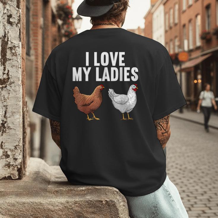 Cool Chicken Art For Men Women Dad Rooster Chicken Farmer Men's Back Print T-Shirt