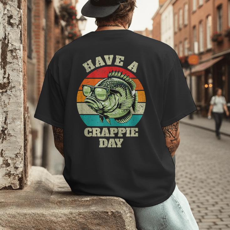 Have A Crappie Day Retro Fishing Sarcastic Dad Men's Back Print T-Shirt