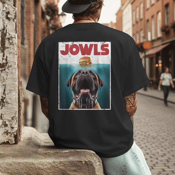 Cute English Mastiff Jowls Burger Bullmastiff Dog Mom Dad Men's Back Print T-Shirt