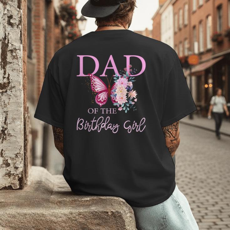 Dad 1st First Birthday Matching Family Butterfly Floral Men's Back Print T-Shirt