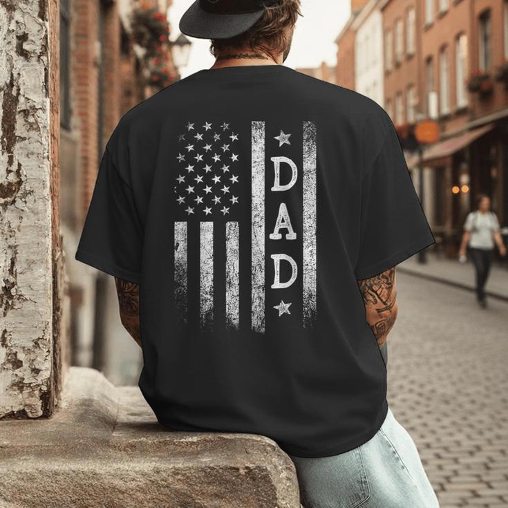 Dad American Flag Dad Patriotic Father's Day Men's Back Print T-Shirt