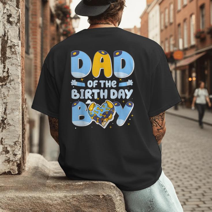 Dad Of The Birthday Boy Blue Dog Family Matching Men's Back Print T-Shirt