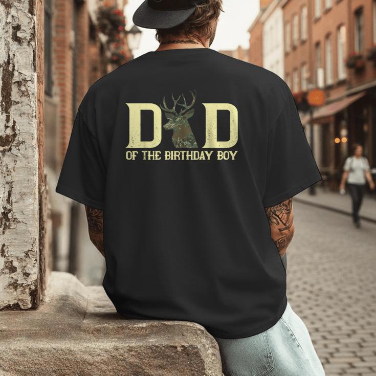 Dad Of The Birthday Boy Deer Hunter Camouflage Flag Men's Back Print T-Shirt
