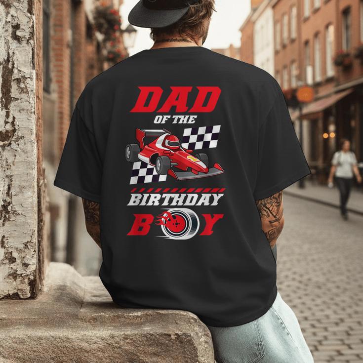 Dad Of The Birthday Boy Pit Crew Race Car Matching Family Men's Back Print T-Shirt Dad Of The Birthday Boy Pit Crew Race Car Matching Family Men's Back Print T-Shirt