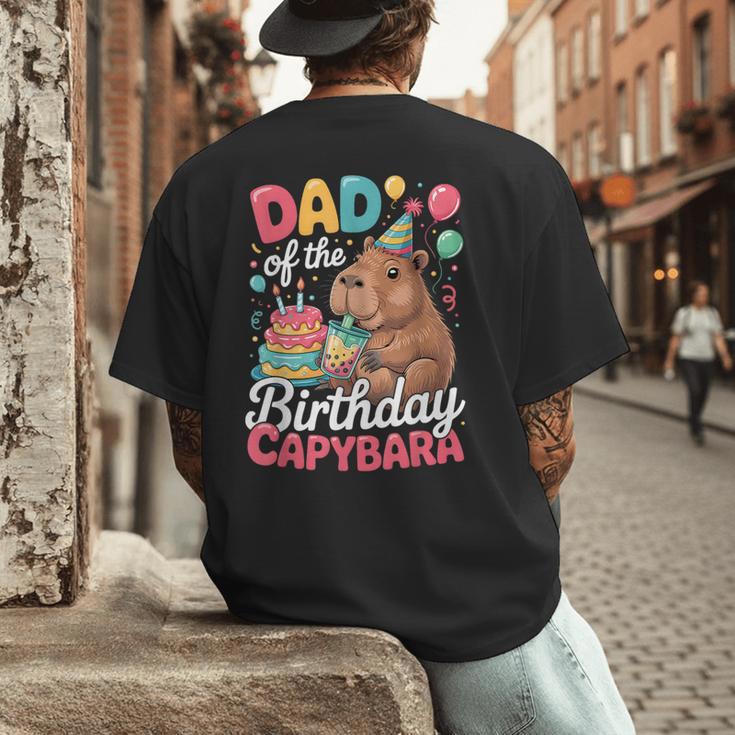 Dad Of The Birthday Capybara Boba Tea Girl Bday Party Family Men's Back Print T-Shirt