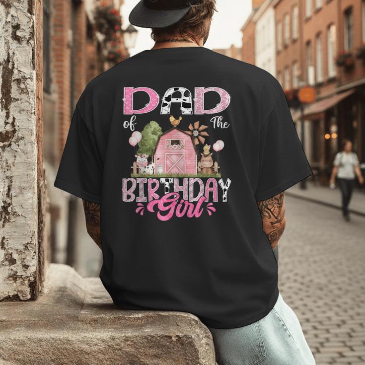 Dad Of The Birthday Girl 1St Birthday Pink Cow Farm Men's Back Print T-Shirt Dad Of The Birthday Girl 1St Birthday Pink Cow Farm Men's Back Print T-Shirt