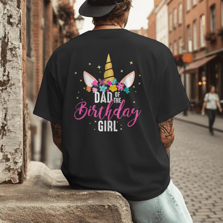 Dad Of The Birthday Girl Father Unicorn Birthday Small Men's Back Print T-Shirt