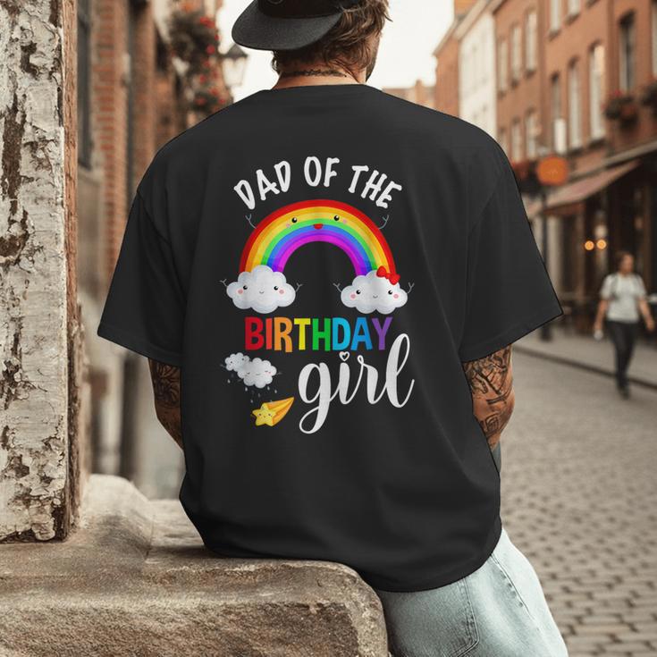 Dad Of The Birthday Girl Rainbow B-Day Matching Family Men's Back Print T-Shirt