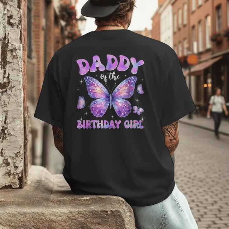 Dad Of The Birthday Girl Tie Dye Butterfly Birthday Family Men's Back Print T-Shirt