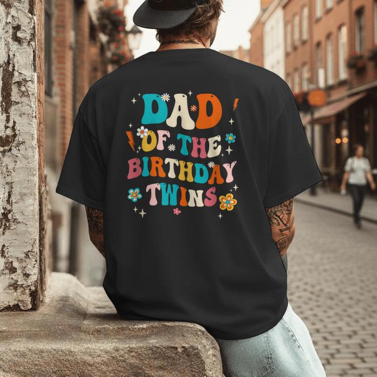 Dad Of The Birthday Twins Boys Girls Party Retro Bday Men's Back Print T-Shirt