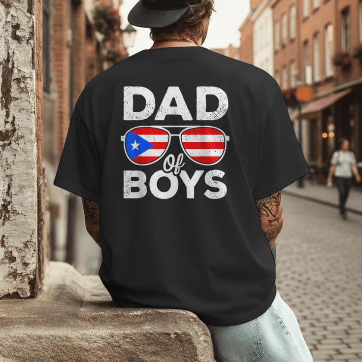 Dad Of Boys Fathers Day Retro Puerto Rico Flag Boricua Dad Men's Back Print T-Shirt