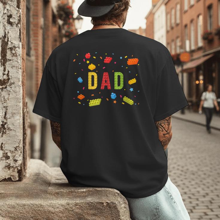 Dad Building Blocks Birthday Boy Men's Back Print T-Shirt
