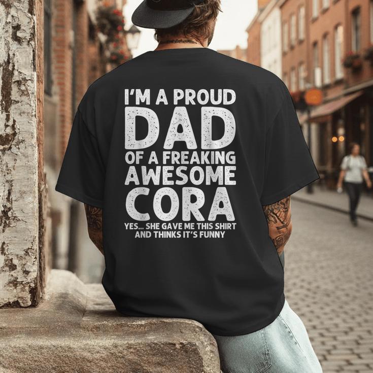 Dad Of CORA Father's Day Personalized Name Joke Men's Back Print T-Shirt