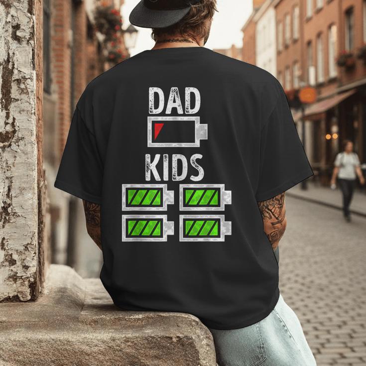 Dad Of Four Low Battery Father Of 4 Kids Dad Men's Back Print T-Shirt
