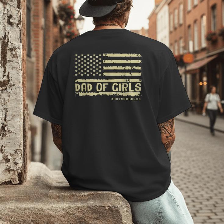 Dad Of Girls Outnumbered US Flag Father's Day Daughter Dad Men's Back Print T-Shirt