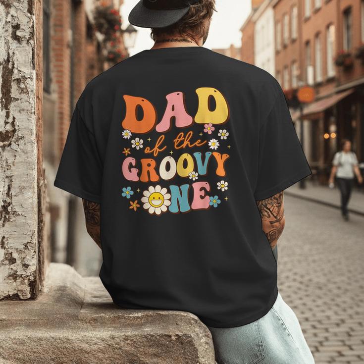 Dad Of The Groovy One 1st Birthday Pregnancy Announcement Men's Back Print T-Shirt