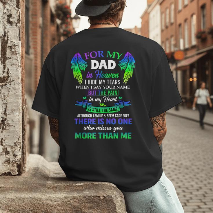 For My Dad In Heaven Touching Tribute For Passed Away Father Men's Back Print T-Shirt