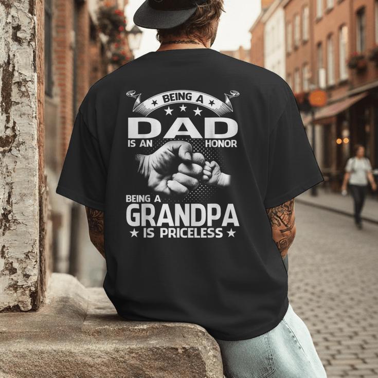 Being A Dad Is An Honor Being A Grandpa Is Priceless Men's Back Print T-Shirt