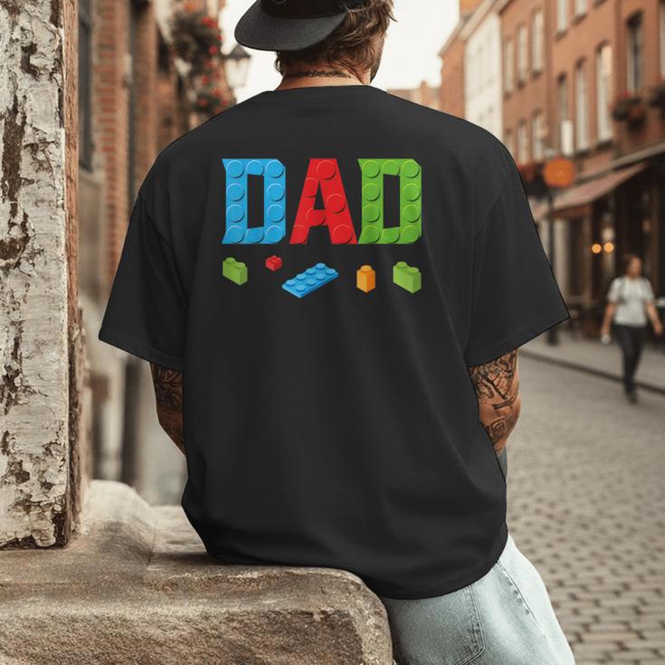 Dad Master Builder Building Bricks Blocks Family Set Parents Small Men's Back Print T-Shirt