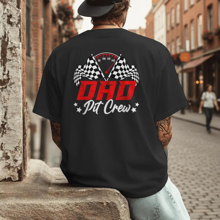 Dad Pit Crew Birthday Party Race Car Lover Racing Family Men's Back Print T-Shirt