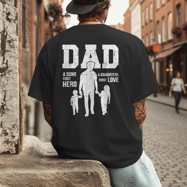 Dad Sons First Hero Daughter Love For Father's Day Men's Back Print T-Shirt