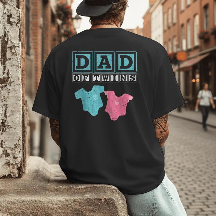 Dad Of Twins Family Daddy Fathers Day Future Parents Men's Back Print T-Shirt Dad Of Twins Family Daddy Fathers Day Future Parents Men's Back Print T-Shirt