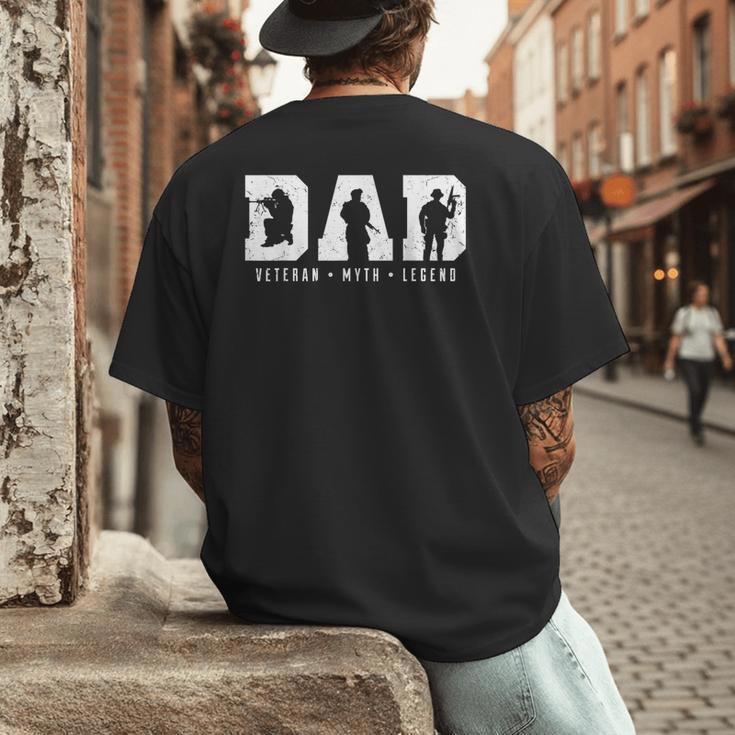 Dad Veteran Myth Legend Dad Military Father Men's Back Print T-Shirt
