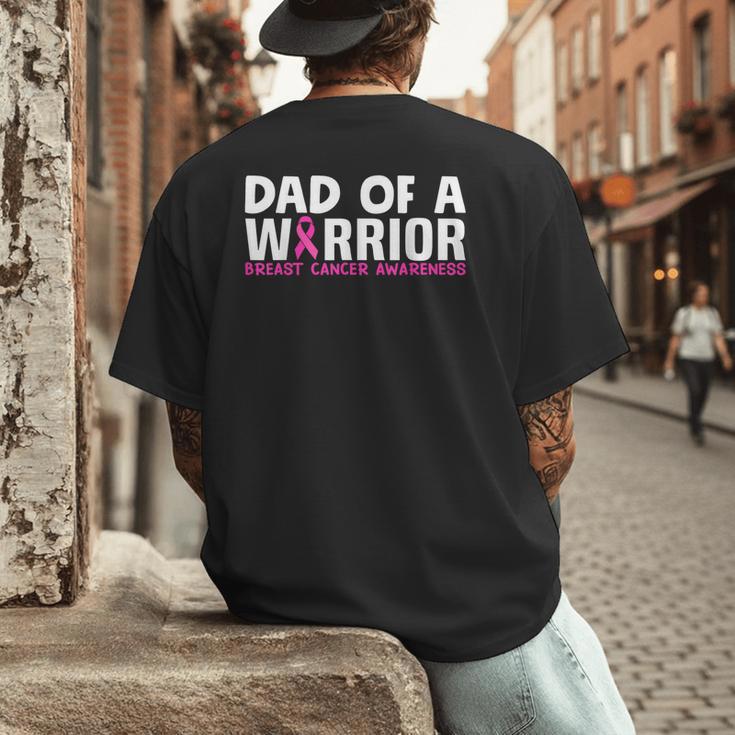 Dad Of A Warrior Breast Cancer Awareness Support Daughter Men's Back Print T-Shirt
