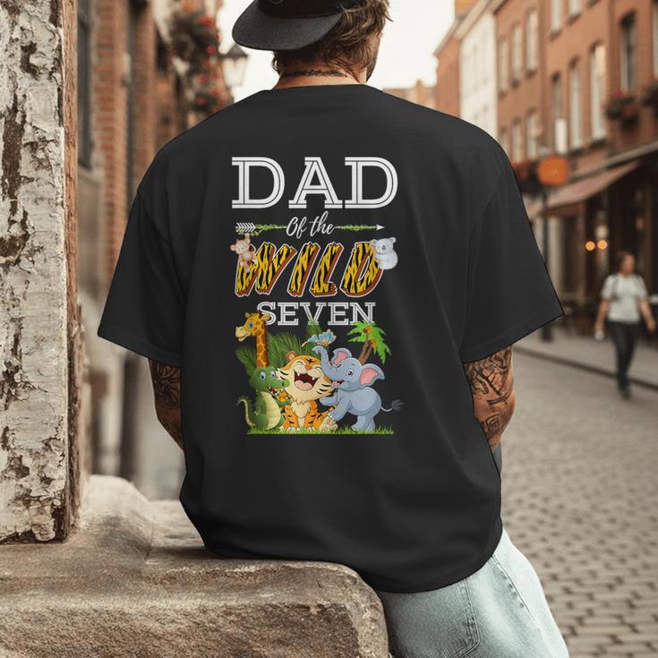 Dad Of The Wild Seven Animal Safari 7th Birthday Party Men's Back Print T-Shirt