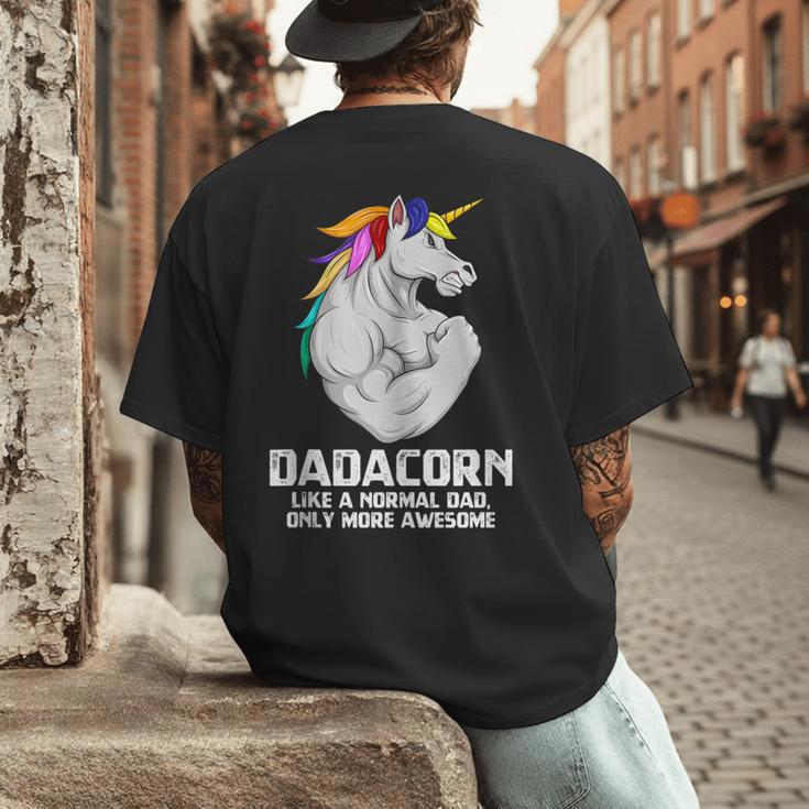 Dadacorn Muscle Dad Unicorn Fathers Day Men's Back Print T-Shirt