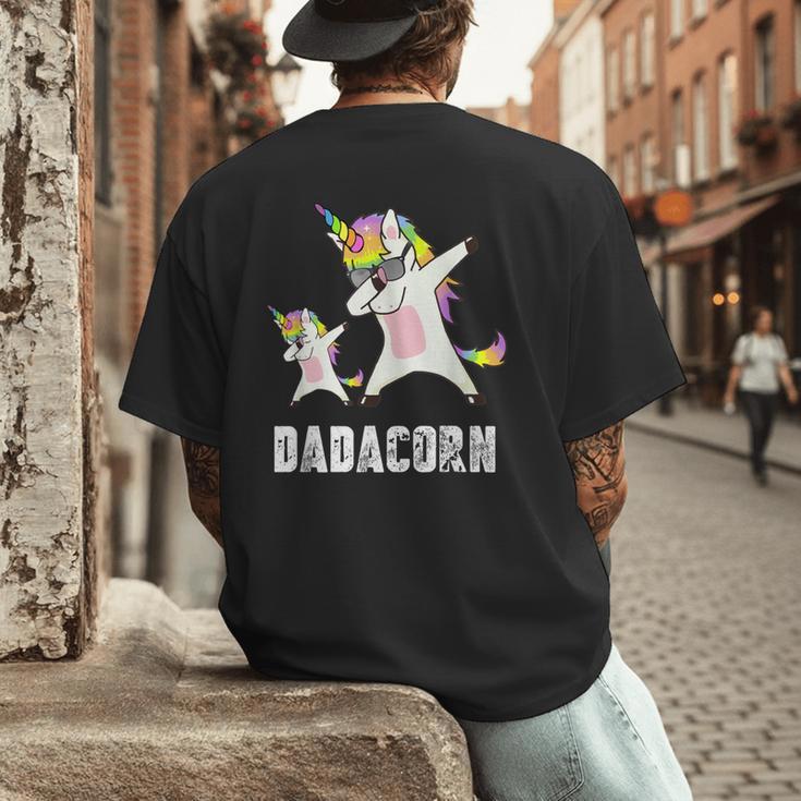 Dadacorn Shirt Unicorn Dad And Baby Best Father Men's Back Print T-Shirt