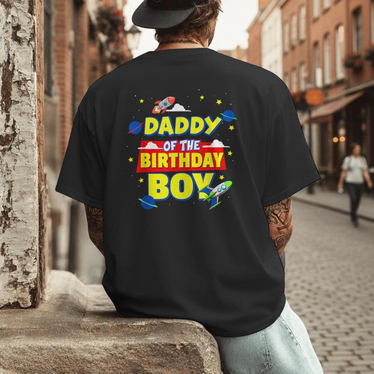 Daddy Of The Birthday Astronaut Boy Outer Space Theme Party Men's Back Print T-Shirt