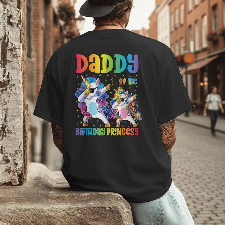 Daddy Of The Birthday Girl Dabbing Princess Unicorn Dad Men's Back Print T-Shirt