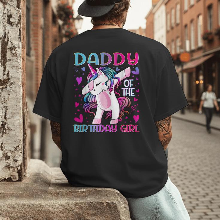 Daddy Of The Birthday Girl Dabbing Unicorn Dad Daddy Small Men's Back Print T-Shirt