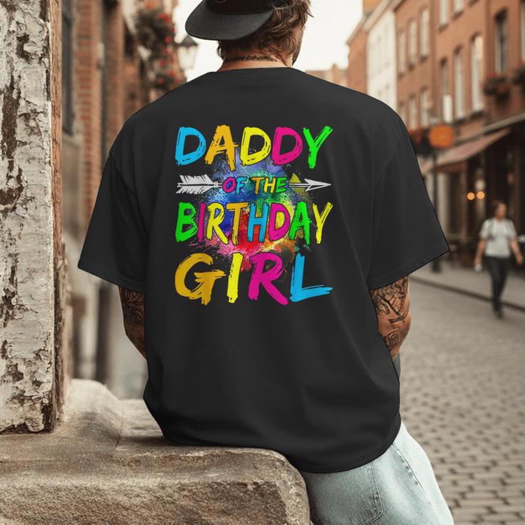 Daddy Of The Birthday Girl Retro 80's Party Men's Back Print T-Shirt