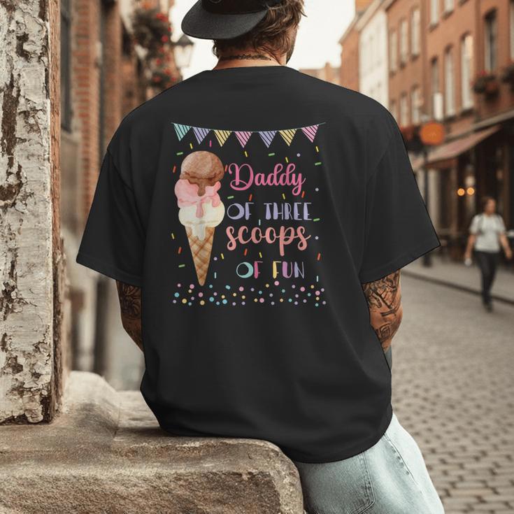 Daddy Dad Ice Cream Third Birthday Three Scoops Of Fun Men's Back Print T-Shirt