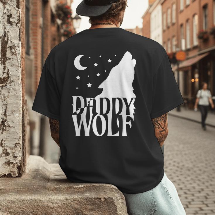 Daddy Wolf Matching Family Tribe Wolves Moon Men's Back Print T-Shirt