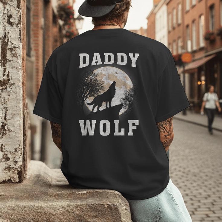 Daddy Wolf Wolves Dad Moon Fathers Day Men's Back Print T-Shirt Daddy Wolf Wolves Dad Moon Fathers Day Men's Back Print T-Shirt