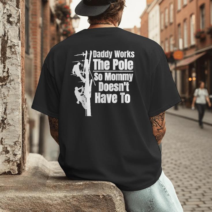 Dads Electrical Lineman Gear Husband & Lineman Wife Men's Back Print T-Shirt Dads Electrical Lineman Gear Husband & Lineman Wife Men's Back Print T-Shirt