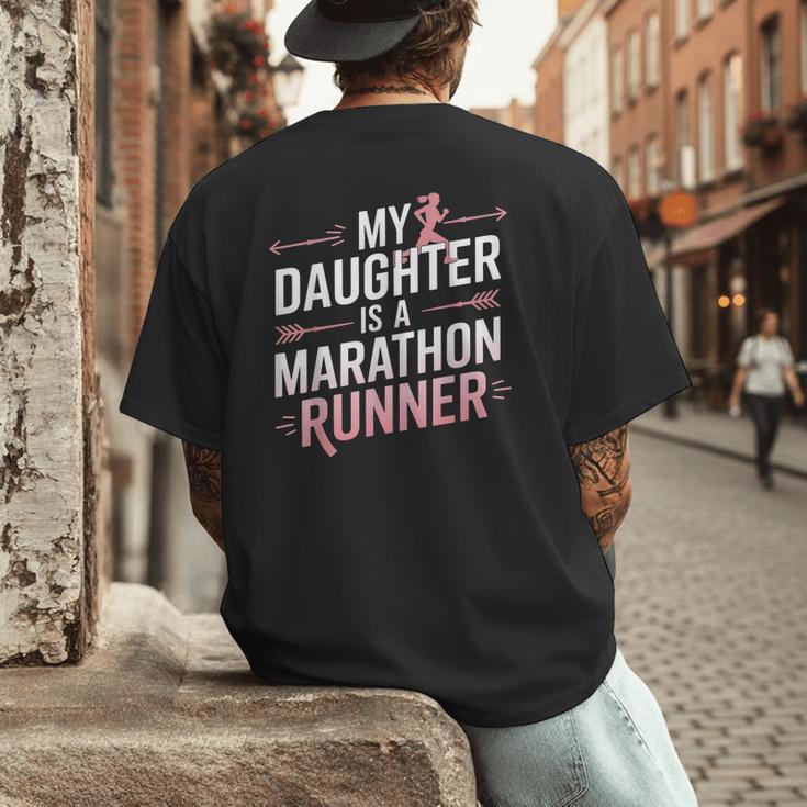My Daughter Is A Marathon Runner Proud Mom & Dad Men's Back Print T-Shirt
