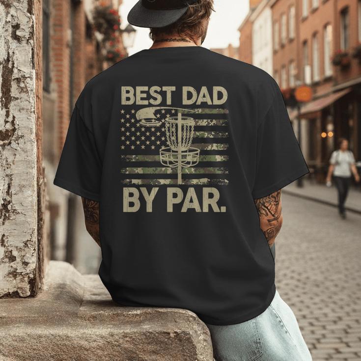 Disc Golf Frisbee Best Dad Par Camo US Flag Golfer Men's Back Print T-Shirt