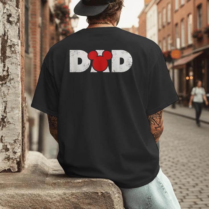 Disney Mickey And Friends Dad Mickey Distressed Text Logo Men's Back Print T-Shirt