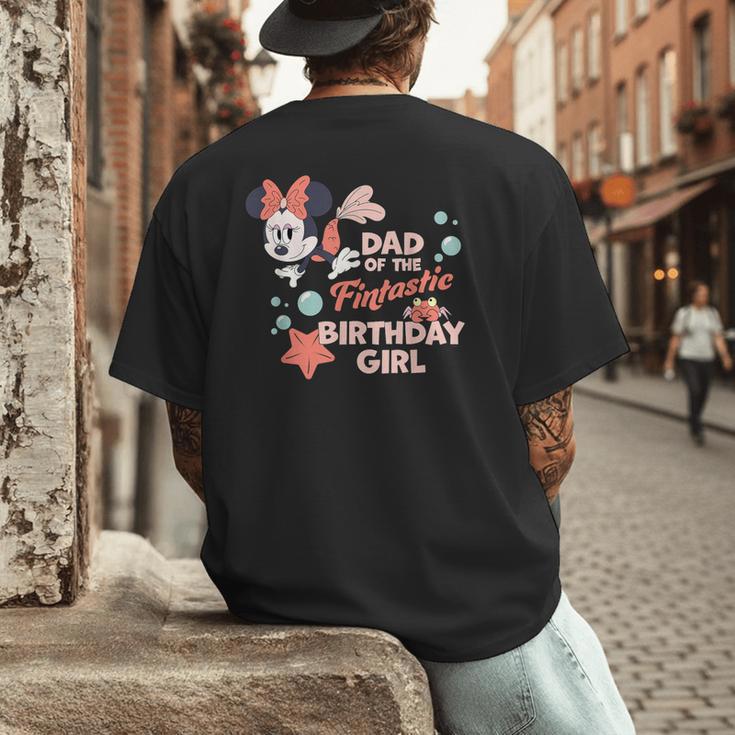 Disney Minnie Mouse Mermaid Dad Of The Birthday Girl Men's Back Print T-Shirt