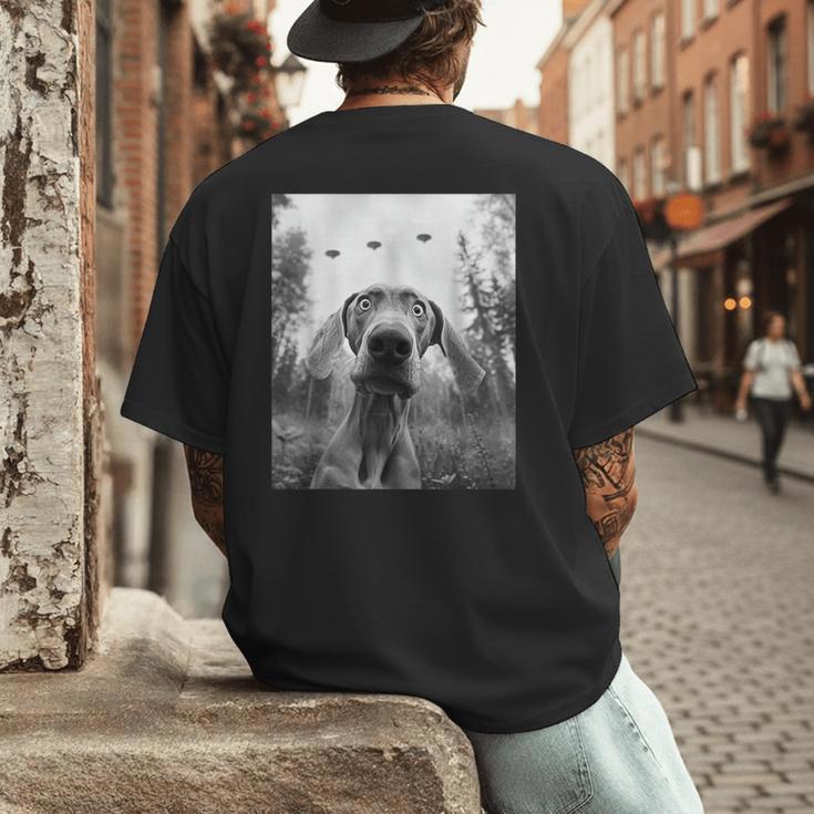 Dog Mom Dad Alien Selfie Weimaraner UFO For Men Women Men's Back Print T-Shirt