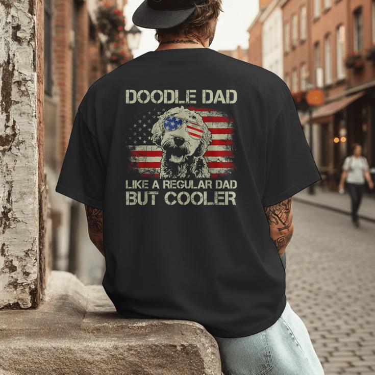 Doodle Dad Goldendoodle Regular Dad But Cooler American Flag Men's Back Print T-Shirt